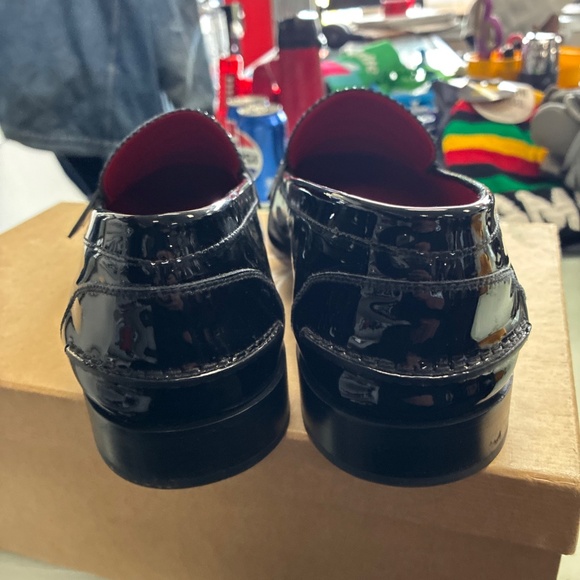 CHRISTIAN LOUBOUTIN Penny Flat Black Patent Leather Loafers SZ 46 Pre Owned Used - Picture 14 of 16